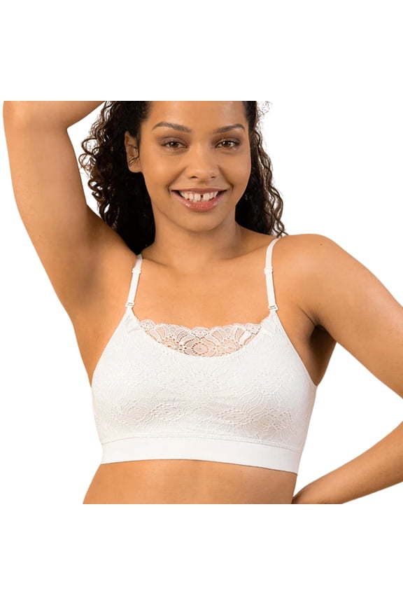 Lace Coverage Cami Bra 9050,White,One Size