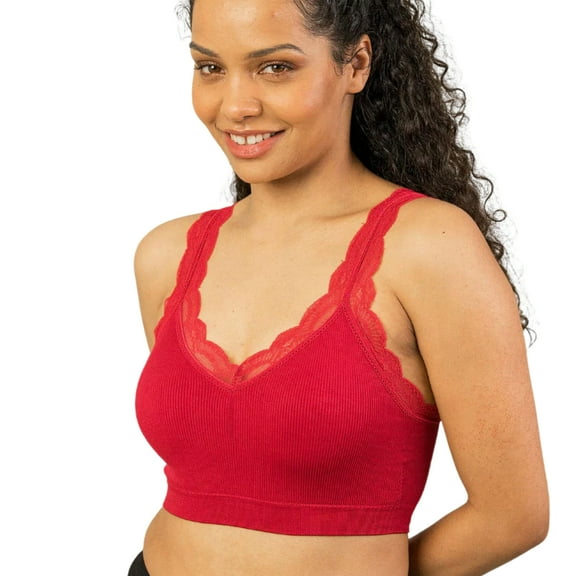 Coobie Women's Lace Lover Bra 9140, Seamless Wireless Bralette with Lace Trim