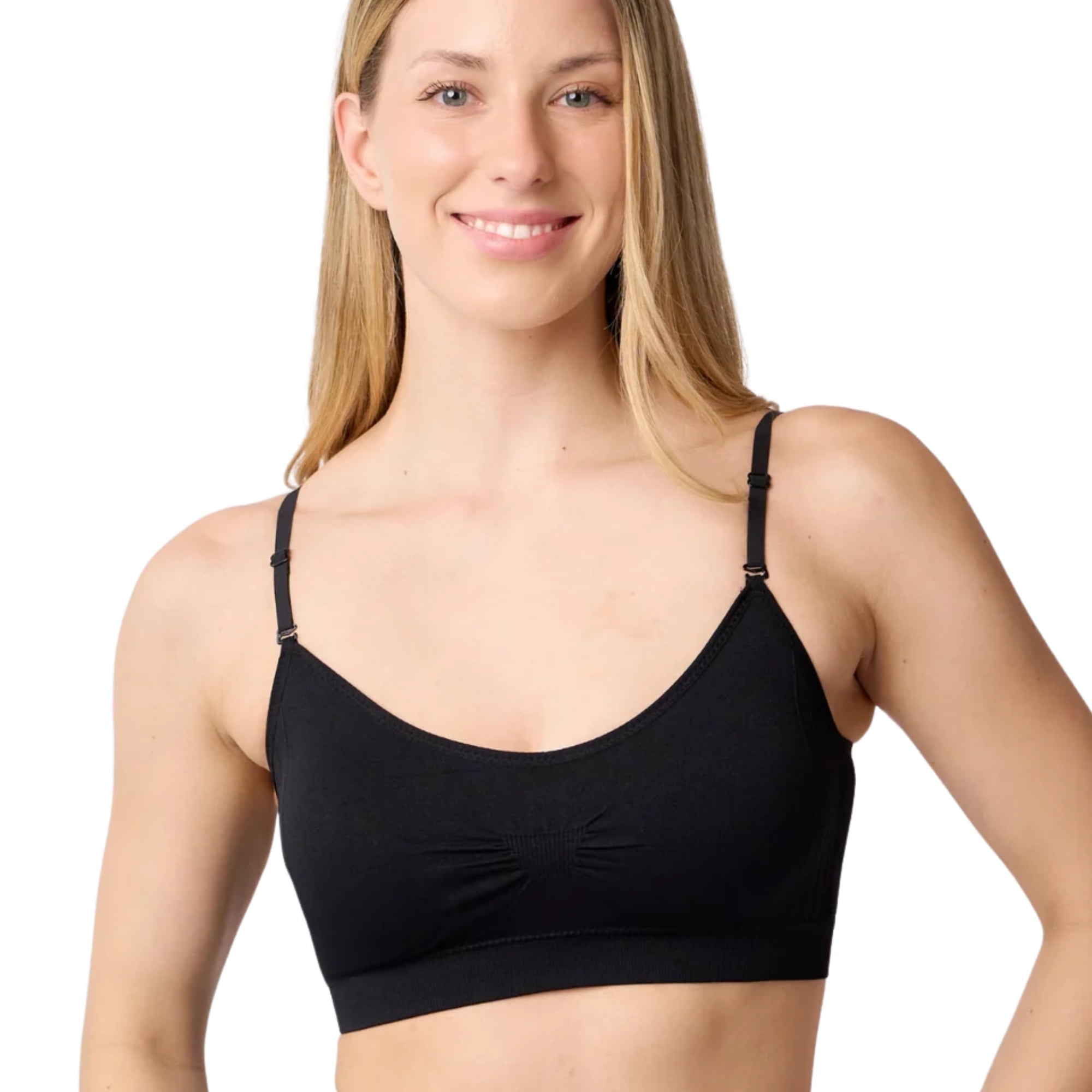 Coobie Seamless Bras for Women No Underwire Scoopneck Cami Bra 9012,Black,One Size
