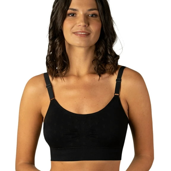 Coobie Seamless Bras for Women No Underwire Scoopneck Cami Bra 9012,Black,XL