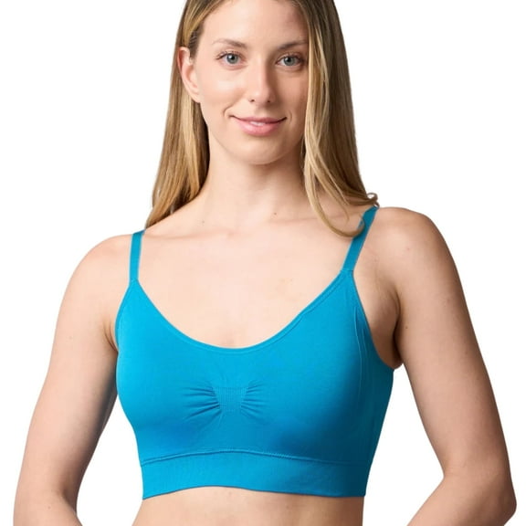 Coobie Seamless Bras for Women No Underwire Scoopneck Cami Bra 9012,Island Blue,Full Size