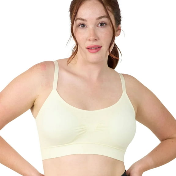 Coobie Seamless Bras for Women No Underwire Scoopneck Cami Bra 9012,Ivory,Full Size