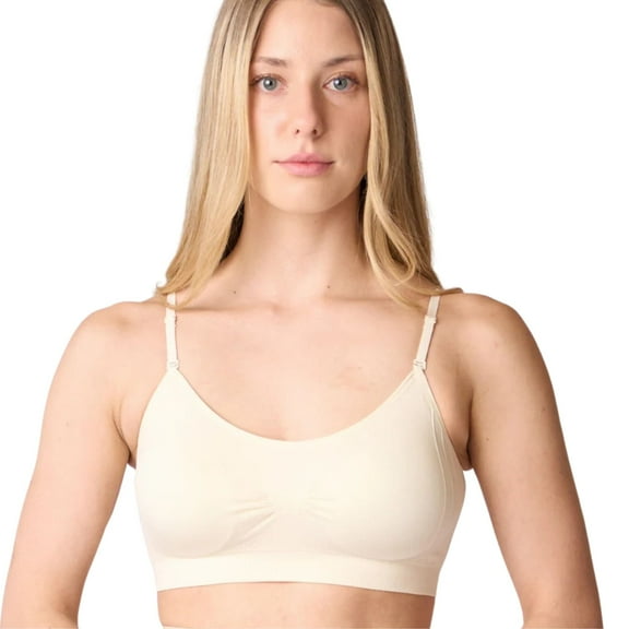 Coobie Seamless Bras for Women No Underwire Scoopneck Cami Bra 9012,Ivory,One Size
