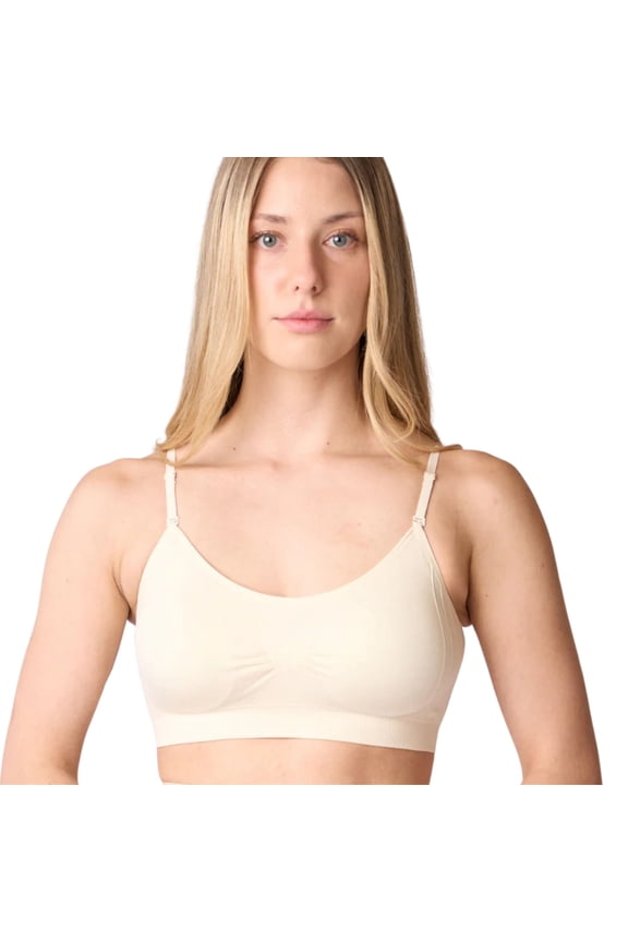 Seamless Bras for Women No Underwire Scoopneck Cami Bra 9012,Ivory,One Size