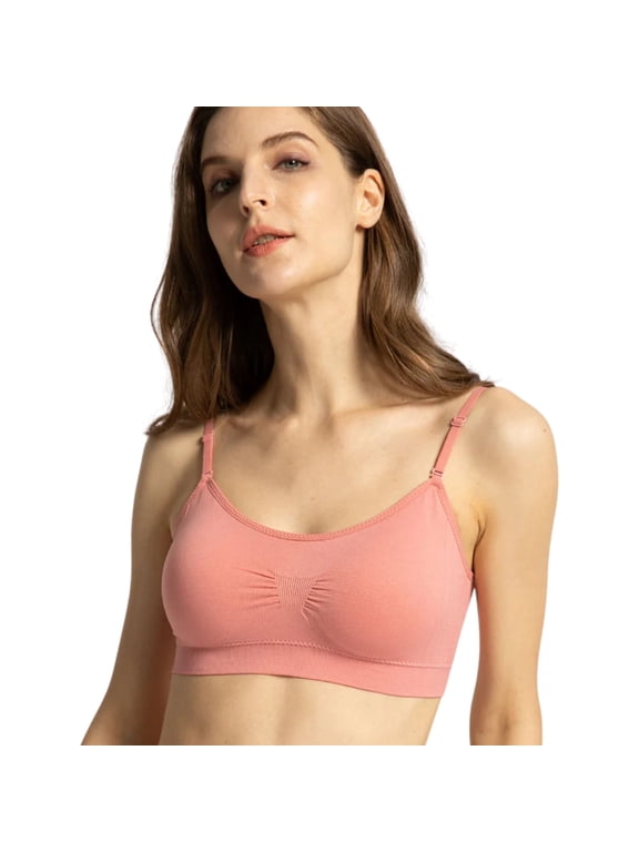 Seamless Bras for Women No Underwire Scoopneck Cami Bra 9012,Pink Ginger,One Size