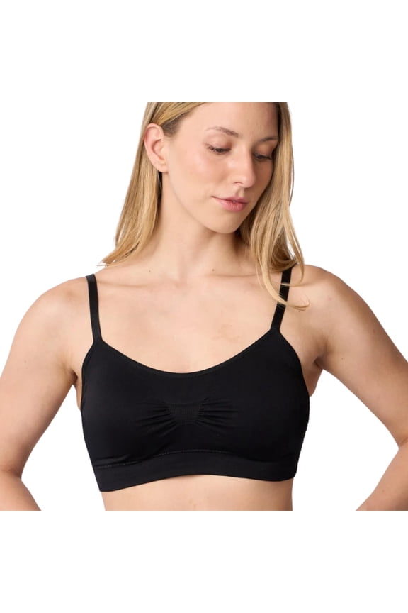 Seamless Lace Back Scoopneck Cami Bra 9015,Black,Full Size