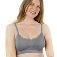 thumbnail image 1 of Coobie Seamless V-Neck Lace Trim Bra 9042, Everyday Bra for Women,Med Grey,Full Size, 1 of 6