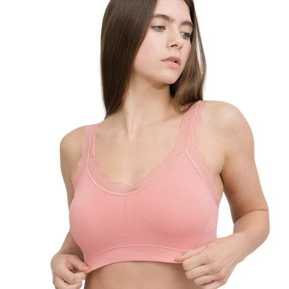 Coobie Women's Lace Lover Bra 9140, Seamless Wireless Bralette with Lace Trim