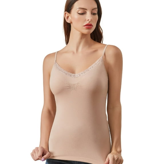 Coobie Women's Padded Lace Camisole Top 1246,Light Nude,One Size