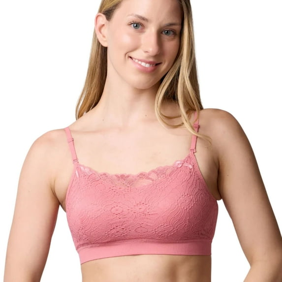 Coobie Women's Seamless Lace Coverage Cami Bra 9050,Pink Ginger,One Size