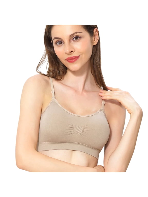 Seamless Bras for Women No Underwire Scoopneck Cami Bra 9012,Light Nude,One Size