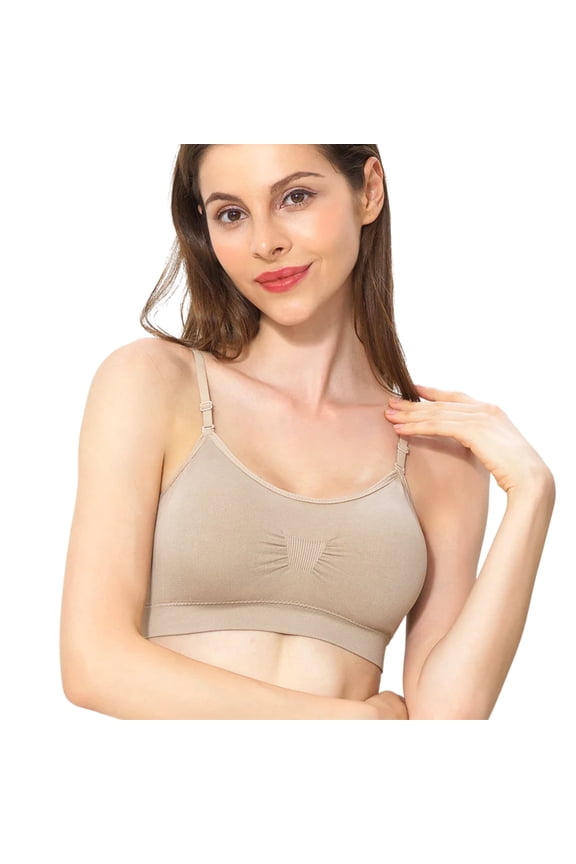 Seamless Bras for Women No Underwire Scoopneck Cami Bra 9012,Light Nude,One Size