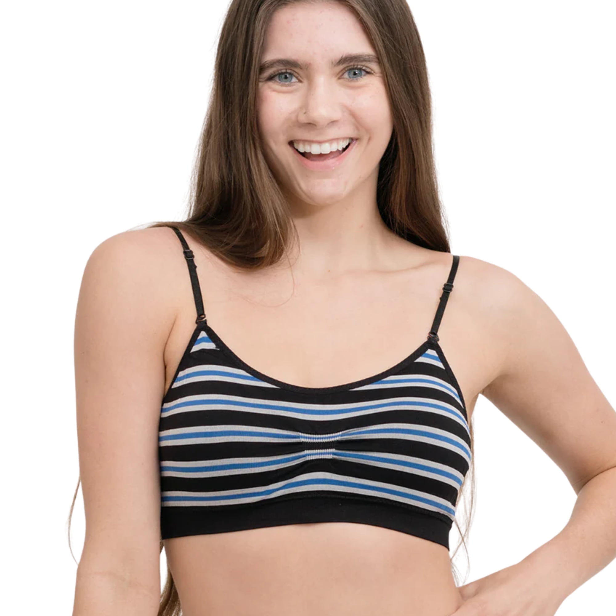 Coobie Scoopneck Cami Bra 9012,Black Striped,One Size