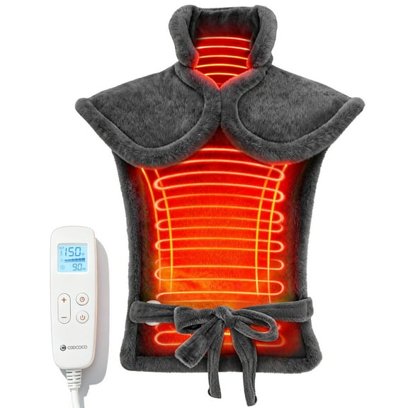 CooCoCo 37"x24" Heating Pad for Neck and Shoulders and Back, Heat Pad for Back Pain Relief, Full Back Heated Pad, 6 Heat Settings 3 Timers Auto-Off