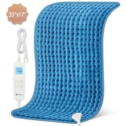 Coococo 33"x17" Heating Pad for Back Relief, Large Portable Heating Pad for Shoulder with 3 Timer & 6 Temperature Controller,Blue,1,Gifts for Mom