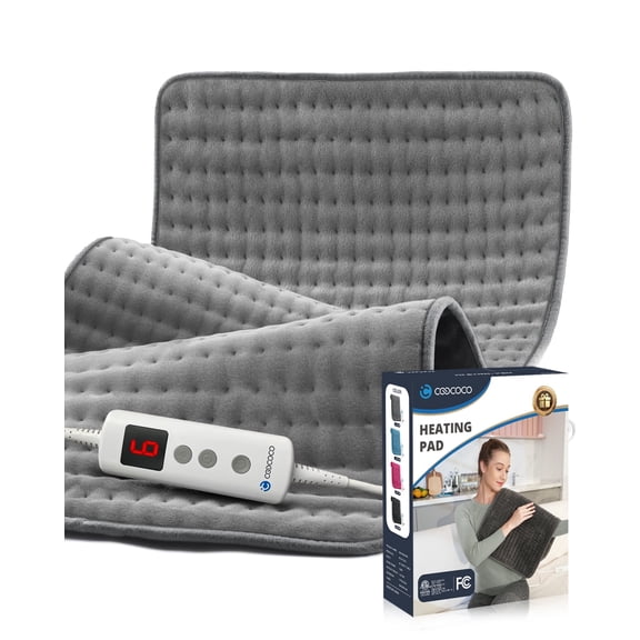 CooCoCo 33"x18" Large Electric Heating Pad for Back Neck Shoulders Muscle Pain, Cramps Relief with Auto Shut off, 3 Timer, 6 Temp Controller