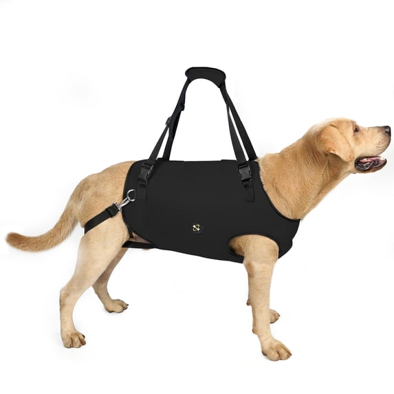 Coodeo Rehabilitation Support Series Polyester Adjustable Dog Lifting Aid Full Body Harnesses, Black, XS (13 in to 16 in Chest Size)