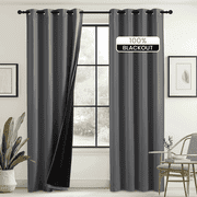 NICETOWN 100% Blackout Curtains, 2 Panels, Thermal Insulated Full Blackout 2-Layer Lined Drapes, Grommet Energy Efficiency Window Draperies for Bedroom Living Room