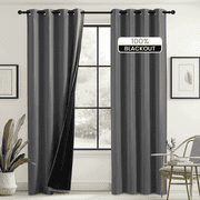 NICETOWN 100% Blackout Curtains, 2 Panels, Thermal Insulated Full Blackout 2-Layer Lined Drapes, Grommet Energy Efficiency Window Draperies for Bedroom Living Room
