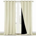 thumbnail image 1 of NICETOWN 100% Blackout Curtains Thermal Insulated Noise Reducing Grommet Drapes with Black Lining, Full Light Blocking Drapery Panels for Patio, Beige, 52 x 95 inches, 1 of 7