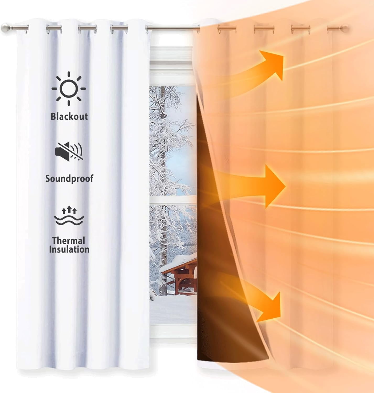 NICETOWN 100% Blackout Lined Curtains, 2 Thick Layers Completely Blackout Window Treatment Thermal Insulated Grommet Drapes for Kitchen/Bedroom, 52 x 63 inches, 2 Panel