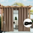 thumbnail image 1 of NICETOWN 2 Panels Outdoor Curtains for Patio Waterproof Top & Bottom Grommet & Back Tab, W52 x L95, Tan-Khaki, Blackout Outdoor Drapes with Rope for Fixed Windproof Keep Privacy & Warm for Porch, 1 of 8