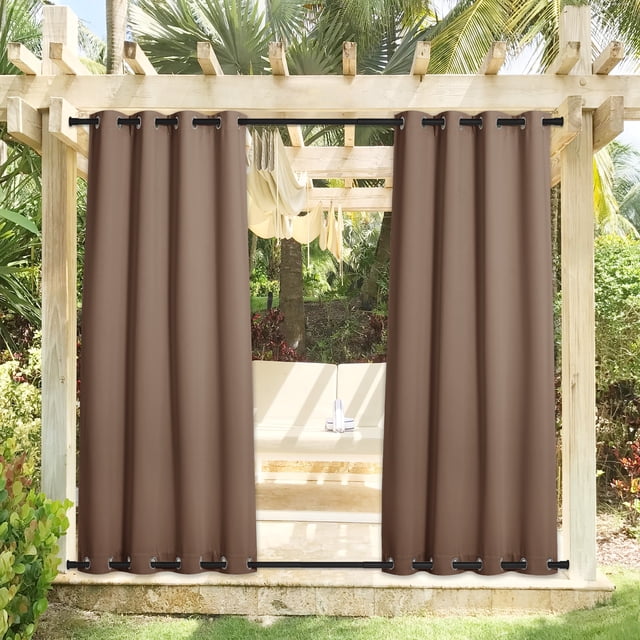 Coodeto 2 Panels Outdoor Curtains for Patio Waterproof Top and Bottom