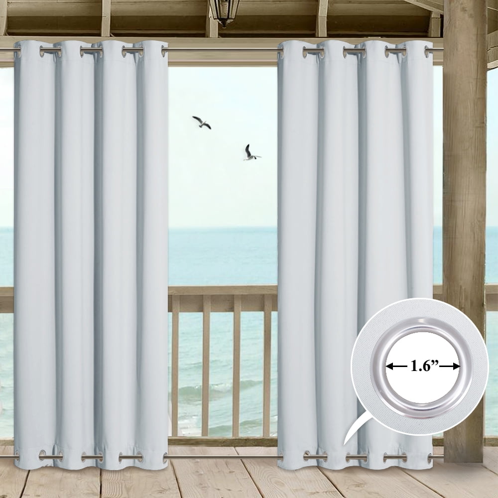 Coodeto 2 Panels Outdoor Curtains with Rustproof Grommet on top and