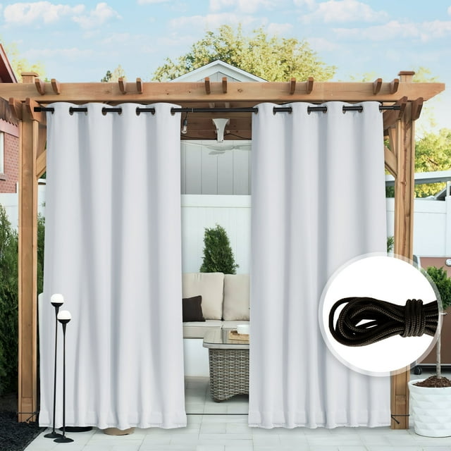 Coodeto 2 Panels Outdoor Curtains Waterproof for Patio, W52 x L95