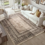 NICETOWN 5'x8' Washable Area Rug for Living Room, Non-Slip Machine Washable Rug Soft Stain Resistant Foldable Tribal Large Carpet Pet Friendly Accent Rug for Di