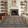 thumbnail image 1 of NICETOWN Area Rug 6'x9' Washable Living Room Rug, Non-Slip Vintage Floral Rug Indoor Large Carpet Non-Shedding Mat for Bedroom, Dusty Blue, 1 of 9
