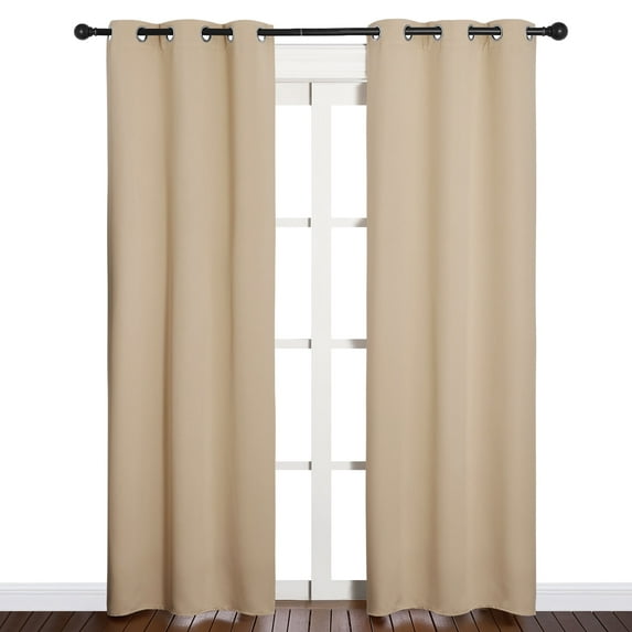 NICETOWN Beige Blackout Curtains Set of 2, W37 x L84 - Beige Blackout Curtains 84 inches Long for French Door