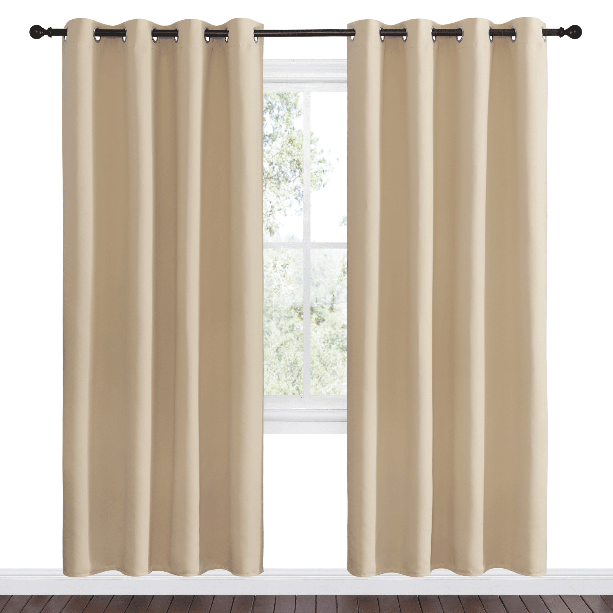 Coodeto Beige Blackout Curtains Set of 2, W52 x L72 Beige Blackout