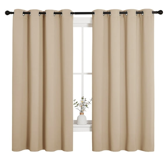 NICETOWN Beige Blackout Curtains Set of 2, W55 x L68 - Grommet Blackout Curtains 68 inches Long for French Door