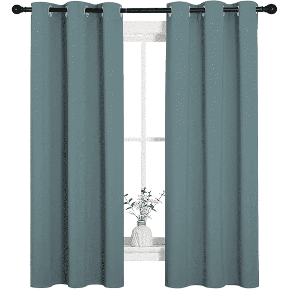 NICETOWN Blackout Window Curtains Grommet Insulated Blue 34 in x 63 in Set of 2 for Bedroom
