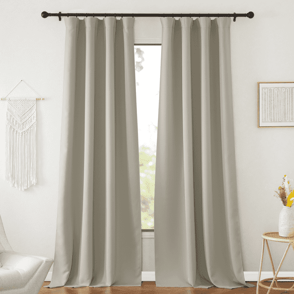 NICETOWN Blackout Curtain Thermal Insulated Energy Saving Drapes, Pinch Pleated Room Darkening Noise Reducing Window Curtains for Nursery, Natural, 52"x84", Set of 2