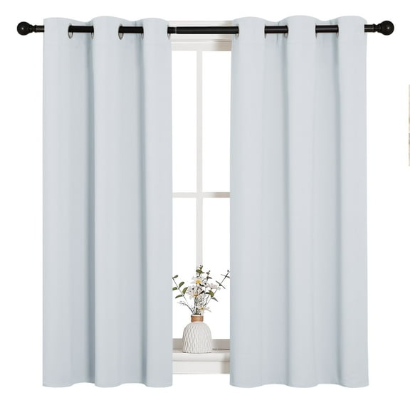 NICETOWN Blackout Curtains 45 inch Length Greyish White Set of 2, W42 x L45 - Grommet Thermal Bedroom Blackout Curtains