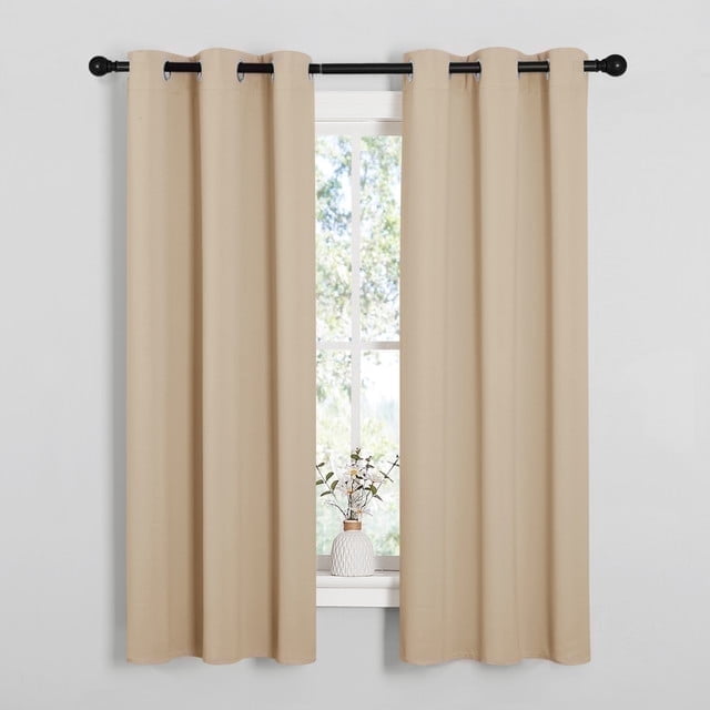 NICETOWN Blackout Curtains 63 Inch Length Grommet Thermal Bedroom Black out Drapes, Biscotti Beige, Set of 2, W37 x L63