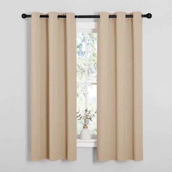 NICETOWN Blackout Curtains Biscotti Beige 37 in x 63 in Grommet Thermal Drapes for Bedroom Noise Reduction