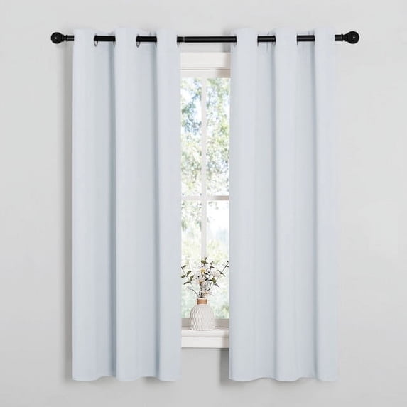 NICETOWN Blackout Curtains 63 Inch Length Grommet Thermal Insulated Black out Drapes for Bedroom, Greyish White, Set of 2, W37 x L63