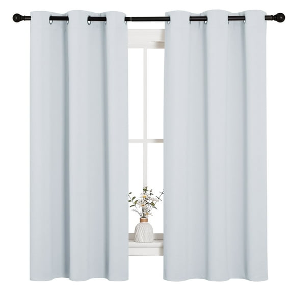 NICETOWN Blackout Curtains 63 inch Length Greyish White Set of 2, W42 x L63 - Grommet Thermal Bedroom Blackout Curtains
