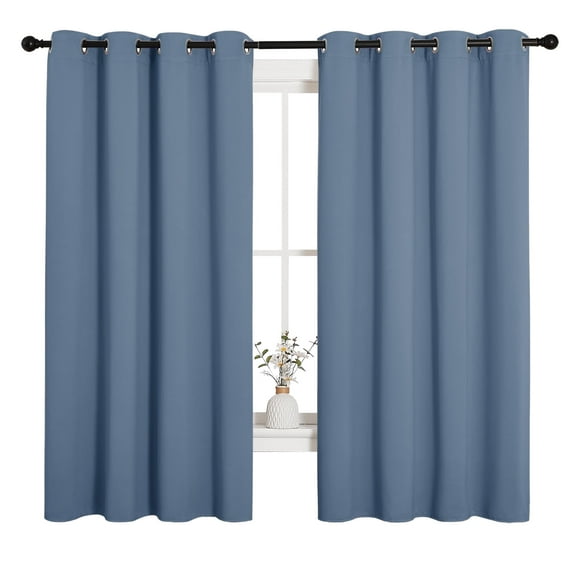 NICETOWN Blackout Curtains 72 inches Long 2 Panels Set Stone Blue, Set of 2, W52 x L72 - Noise Reduction Stone Blue Blackout Curtains for Bedroom
