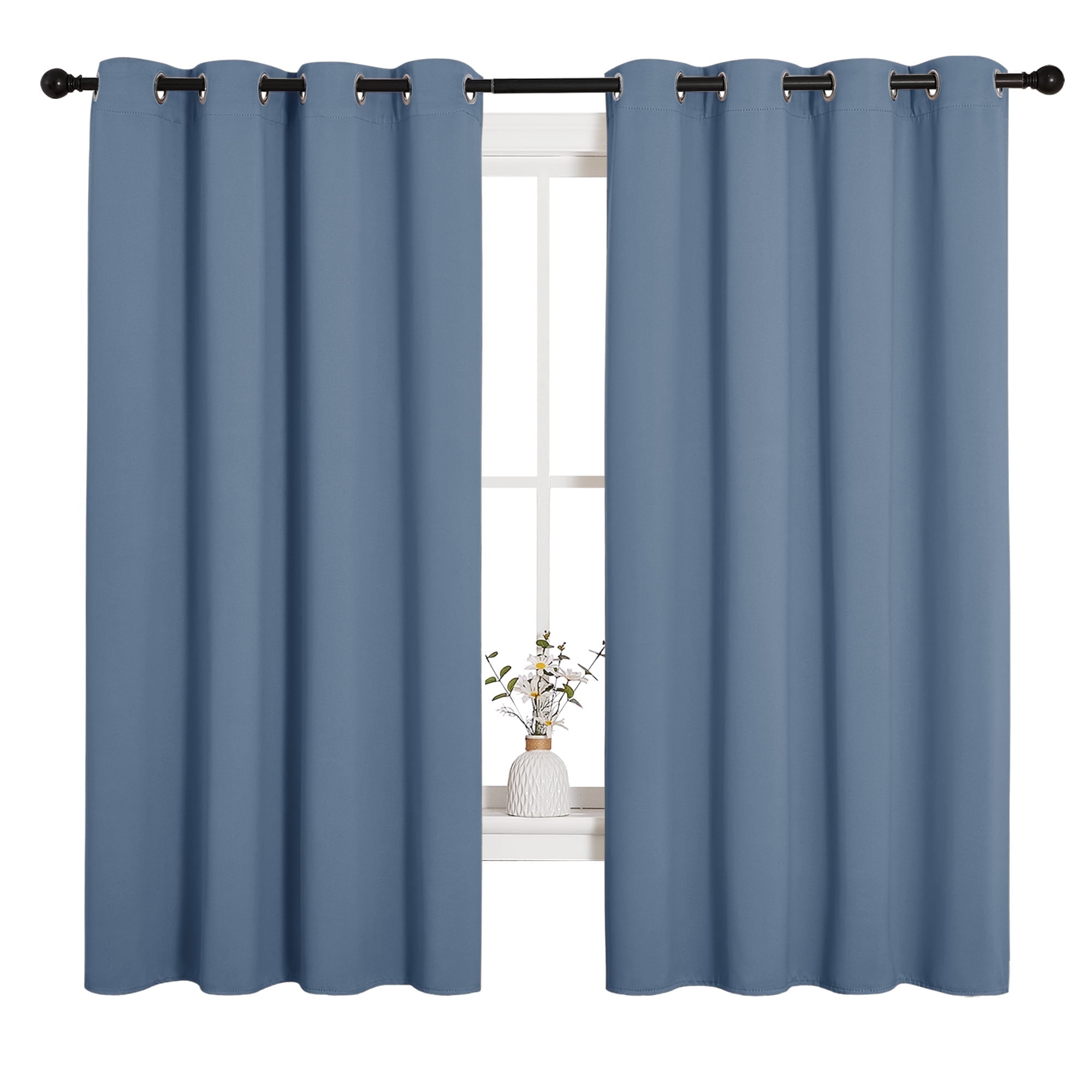 Coodeto Blackout Curtains 72 inches Long 2 Panels Set Stone Blue, Set