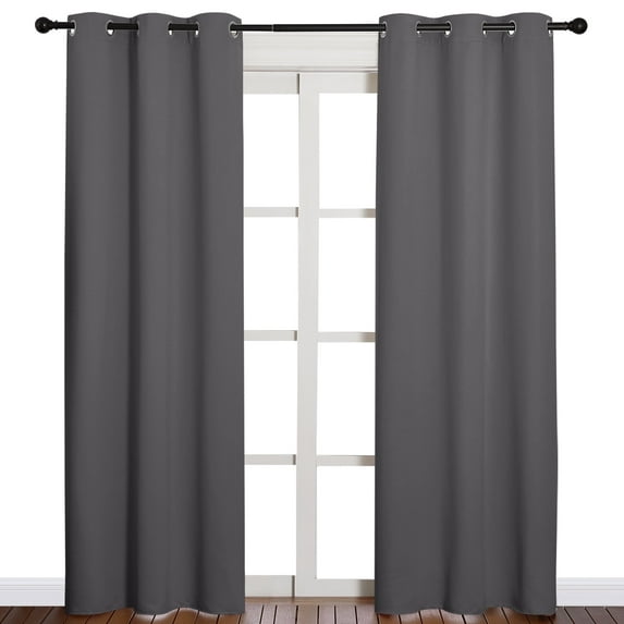 NICETOWN Blackout Curtains 78 inch Length Grey Set of 2, W42 x L78 - Grommet Thermal Bedroom Blackout Curtains