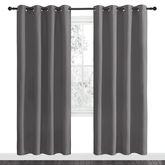 NICETOWN Blackout Curtains 78 inch Length Grey Set of 2, W55 x L78 - Grommet Thermal Bedroom Blackout Curtains