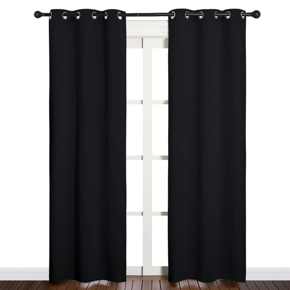 NICETOWN Blackout Curtains 84 inches Long 2 Panels Set Black, W37 x L84 - Grommet Noise Reduction Black Blackout Curtains for Bedroom