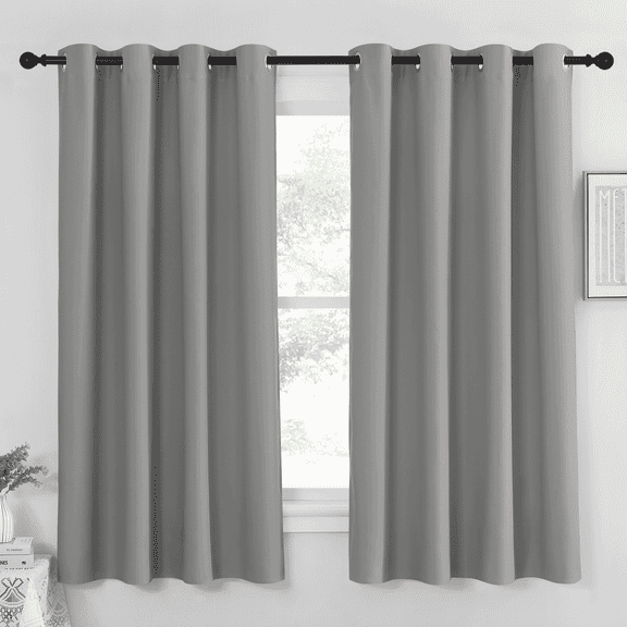 NICETOWN Blackout Curtains Grommet Modern Room Darkening Privacy Noise Reducing Drapes, W52 x L54, Set of 2, Silver Grey