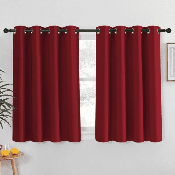 NICETOWN Blackout Curtains Noise Reducing Solid Grommet Thermal Insulated Drapes, W52 x L54, Set of 2, Burgundy Red