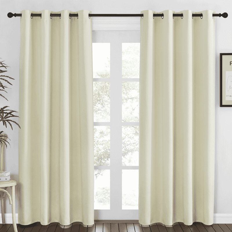 NICETOWN Blackout Curtains Thermal Insulated Modern Grommet Noise Reducing Drapes, W52 x L84, Set of 2, Beige