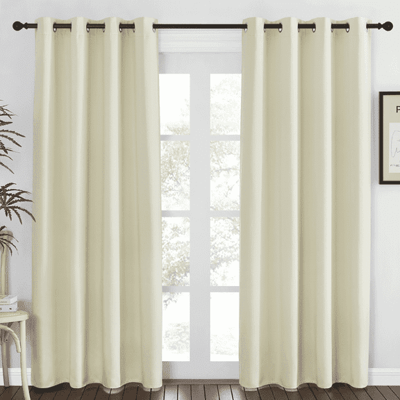 NICETOWN Blackout Curtains Thermal Insulated Modern Grommet Noise Reducing Drapes, W52 x L84, Set of 2, Beige